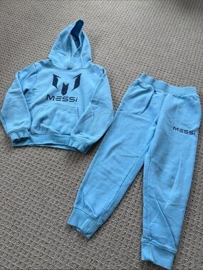 Messi Kids Light Blue Hoodie & Jogger Sweat Set